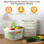 6 Pack Metal Mesh Basket with Hollow Handles White Wire Storage Bin for Organizing Stackable Metal Fine Mesh Basket for Pantry Bathroom Kitchen Cabinets Shelves