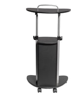 Techni Mobili Sit-to-Stand Rolling Adjustable Height Laptop Cart with Storage, Graphite, 22 x 16 x 46