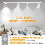Dimmable 24-Pack GU10 White Track Lighting Kit with Dedicated Dimmer, All-in-One Plug in 3CCT Ceiling Spotlights with 26.2FT Track Rails, Accent Lighting for Home, Store, Moblie Cart and Office