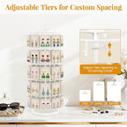 EsLuker.ly Earring Holder Organizer Rotating Display Tree Stand, Adjustable Height Earring Card Hanger Rack with 50 Hooks for Vendors Market Selling, 5 Tier Metal Jewelry Storage Tower, White
