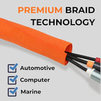 5/16 inch Split Braided Cable Management Sleeve for USB Cable Power Cord Audio Video Cable, Wire Loom Cord Protector from Cat Dog Chewing (Orange, 10FT)