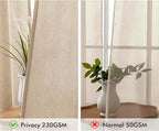 MIULEE Non-See-Through Privacy Linen Curtains 2 Panels, Light Filtering Window Curtains Farnhouse Textured Back Tab Semi Sheer Drapes for Bedroom Living Room, 52 x 96 Inches Long, Light Brown