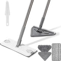 Mops for Floor Cleaning with 57" Long Handle, Wall Cleaner Mop with 84'' Handle, 2 Reusable Pads, Wet and Dust Mopping for Hardwood, Laminate, Tile Floor, Wall, Ceiling, 7Pcs Gray