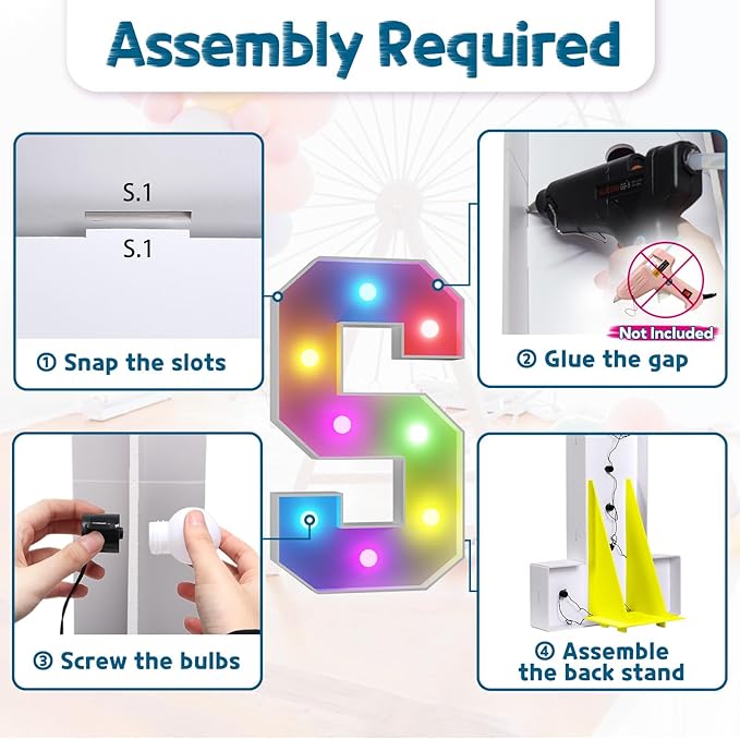 imprsv 3FT Colorful Marquee Letters S, 18 Colors Large Light up Letters Alphabet Sign with Remote, Big Marry Me Sign, Birthday Party Decorations Anniversary Wedding Decoration