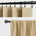 JIUZHEN Blackout Curtains for Bedroom– Thermal Insulated,Noise Reducing Room Darkening Privacy Drapes for Living Room, Set of 2 Panels with Tiebacks, 38 x 63 inch Long, Light Beige