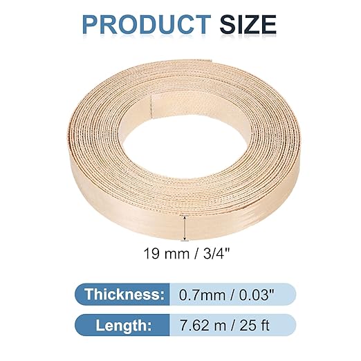PATIKIL Maple Edge Banding, 3/4 Inch x 25 ft Wood Veneer Tape Pre-glued Flexible Plywood Edge Banding with Hot Melt Adhesive for Furniture Restoration