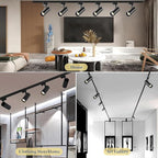 Ultra-Bright Black H Type Track Lighting Kit 6000K Cool White, 12 Heads 20W 2400lm with 13.1FT Track Rails, Dimmable Plug in LED Track Lights Modern Indoor Spotlight Fixture