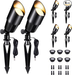12V Outdoor Spotlight, Black Low Voltage LED Landscape Light, Waterproof Aluminum Wired Light for Patio Yard House Lighting with 5W MR16 Bulb 5000K 6 Pack