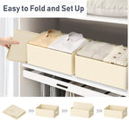 DIMJ Large Closet Storage Bins 8 Pack - Fabric Trapezoid Closet Organizer Bin, Foldable Storage Baskets for Shelves, Closet Shelf Organizer, Clothing Storage Box for Toys, Books, Towel, Clothes, Beige