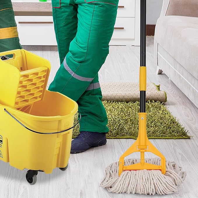 Commercial Heavy Duty Mop Heads Replacement for Rubbermaid: 3 Packs Industrial Wet Mop Head for Floor Cleaning - Cotton Looped-Open String Commercial Products Wet Refills