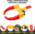 KAYCENTOP Universal Wheel Lock, Security Trailer Wheel Lock, Tire Lock Anti Theft for Trailers Golf Cart SUV Boat ATV Motorcycle Camper, 3 Keys (Yellow-Red)