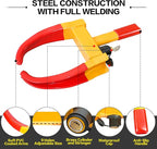 KAYCENTOP Universal Wheel Lock, Security Trailer Wheel Lock, Tire Lock Anti Theft for Trailers Golf Cart SUV Boat ATV Motorcycle Camper, 2 Packs with 6 Alike Keys (Yellow-Red)