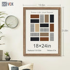 VCK 18x24 Poster Frame 5 Pack, Brown Walnut Wood Picture Frame, Exclusive Wood Grain, Wall Mounting Hanging