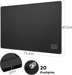 Large Bulletin Board - 72 x 48 Inches, Decorative Felt Pin Board for Wall - 6' x 4' Foldable Photo Display Board with Self-Adhesive Tape, Includes 20 Push Pins - Black