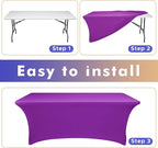 Nasitos 2 Pack Spandex Purple Tablecloths for 6 Foot Rectangle Table-Open Back Valentines Stretch Table Cloths for 6 Foot, Washable and Wrinkle Resistant for Wedding, Parties, Buffet, Baby Shower