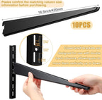 10 Pack Adjustable Shelf Brackets for Double Track System Closet Organization Heavy Duty Wire Shelf Brackets (Black,16.5 Inches)