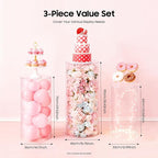 3 Pcs Wedding Cylinder Stands, Clear Acrylic Round Pedestal Stand, Floor Standing Clear Cylinder Stands for Wedding Birthday Party 23.6'', 29.5'', 35.4'' H