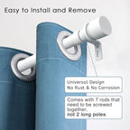 Curtain Rods for Windows 16 to 120 Inches Adjustable Length 1 Inch Diameter Window Curtain Rod with Aluminium End Cap, White
