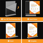 Acrylic Sign Holder 8.5 x 11, Double Sided Sign Holder Stand, Plastic 10 Pack Table Paper Stand, Vertical Menu Flyer Stand, T Shape Table Flyer Holder