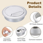 uxcell 8 Pcs 60mm (2.36 Inch) Desk Grommet, Plastic Cable Hole Cover, Wire Cord Cable Organizer for Home Office Computer Desk Cabinet, Silver