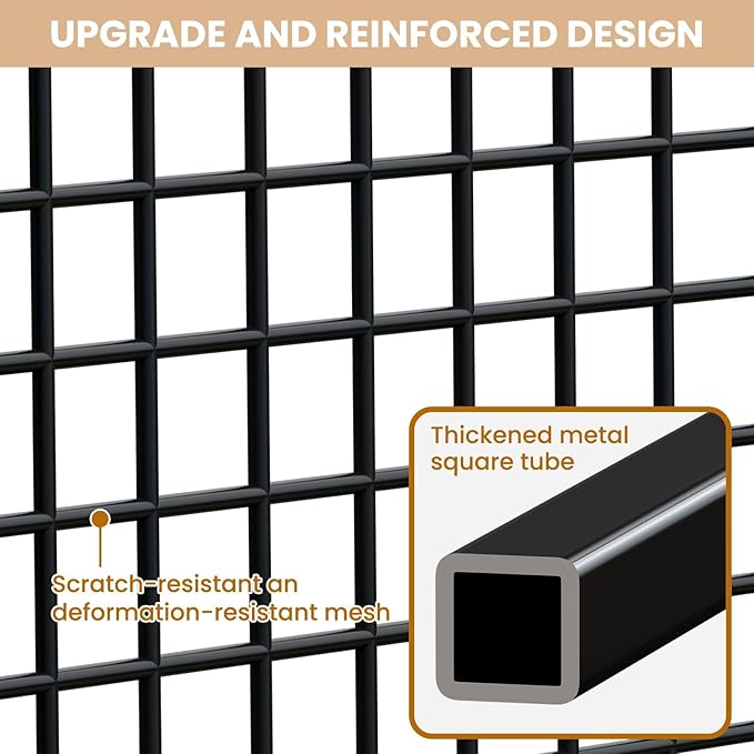 4Pcs Grid Gondola Unit, 2'x 5' Grid Wall Panels with Sturdy Frames, Gridwall Display Stand with Wheels, Craft Show Gridwall Display Rack for Craft Fair Display, Art Show Display, Retail Stores
