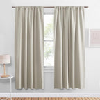 PONY DANCE Cream Window Curtain Panels 72 inch Length - Thermal Insulated Room Darkening Drapery Rod Pocket for Bedroom, Noise Reducing Drapes for Living Room, W 34 x L 72, 2 Panels Set