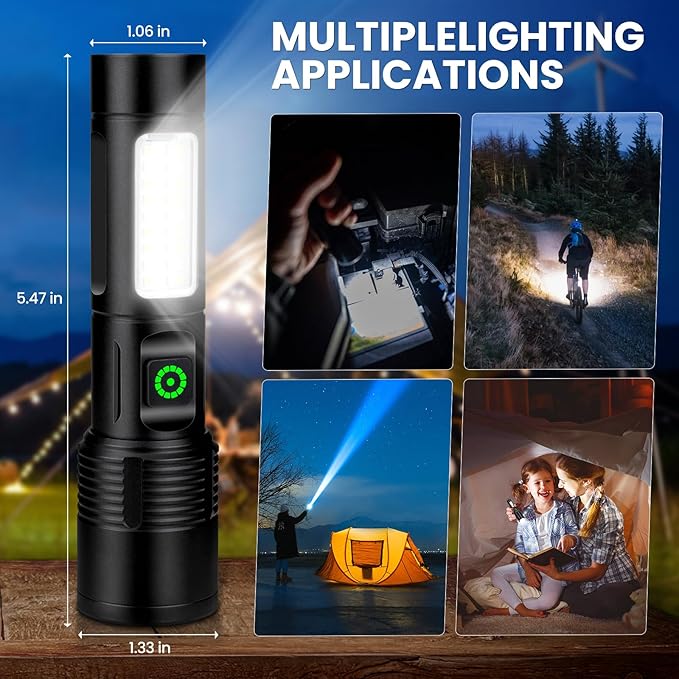 NiaoChao Rechargeable LED Flashlights High Lumens, 99000 Lumens Super Bright Flashlight with 6 Modes, Waterproof Powerful Flash Light Multifunctional Flashlights for Home Camping Hiking(3 Pack)