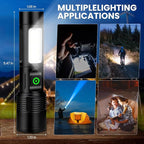 NiaoChao Rechargeable LED Flashlights High Lumens, 99000 Lumens Super Bright Flashlight with 6 Modes, Waterproof Powerful Flash Light Multifunctional Flashlights for Home Camping Hiking(3 Pack)