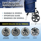 Ultra-Lightweight Foldable Grocery Cart with 40L Capacity, Soft Rolling Wheels, Removable Insulated Bag – Multi-Purpose Personal Hand Truck (Blue)