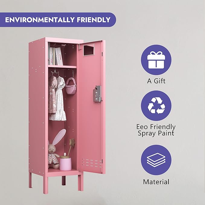 Metal Kids Locker,Metal Cabinet Storage Lockers,Lockable for Employees with Door,54" Height Steel Locker,Lockable Steel Locker for Children's Room, Playroom, School,Gym