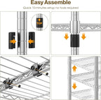 Himimi 72"W Wire Rack Shelving-2000LBS Capacity, Adjustable Storage Shelves Metal Shelves for Storage, 5-Tier Heavy Duty Wire Organizer for Kitchen, Garage, Pantry, 72" W x 18" D x 72" H, Silver Grey