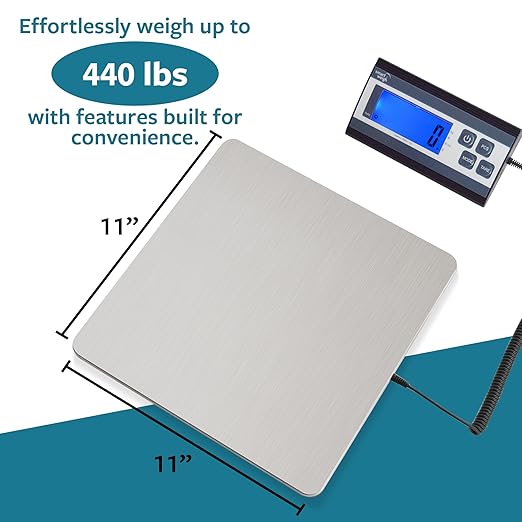 Smart Weigh 440 lbs x 1 oz. Digital Heavy Duty Shipping and Postal Scale, Package Scale with Durable Stainless Steel Large Platform, Post Office Postal Scale and Luggage Scale