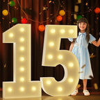 Marquee Numbers 4 Feet Tall Large Light Up Numbers 15th Birthday Decorations Big Yellow Light Outdoor Anniversary Decorations Balloon Arch Kit Party Backdrop 15