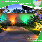 RGB Low Voltage Landscape Lighting, Smart Landscape Spot Lights Outdoor, 12 Volt Color Changing Landscape Lights with Remote/APP/Voice Control, Outdoor Uplights for Garden Yard.
