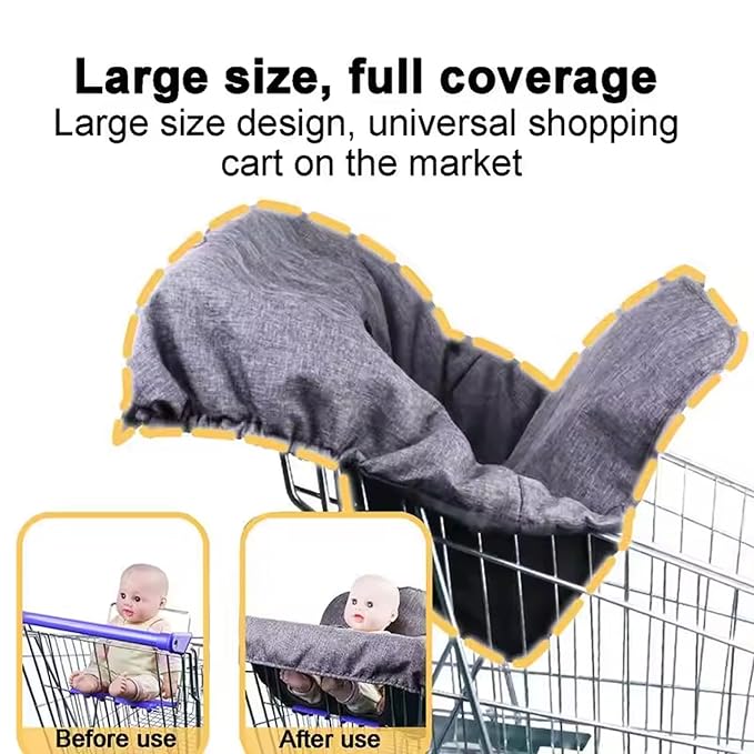 Baby Shopping Cart Cover, Polyester Foldable High Chair Cover, Infant Grocery Cart Cushion Liner with Storage Pouch for Infant, Toddler Shopping