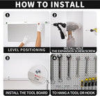 Peg Board for Wall 48x24 inch with 63 Pcs Hooks Accessories, Garage Storage Pegboard Wall Organizer, Metal Pegboard Panels with Hooks, Modular Mounted Control Peg Board Tool Organization (White)