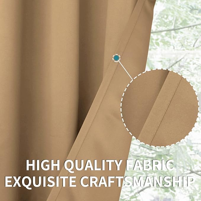 BGment Fashion Sliding Door Curtain 180 X 96 Inches, Wide Thermal Blackout Curtains Room Darkening Room Divider Window Curtain, 1 Panel, Khaki, 96 Length X Wide 180