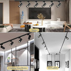 BravsekH Type LED Track Lighting Heads Kit, 24 Heads 6000K Cool White with 26.22FT Track Rail, 20W 2700lm High Brightness, Angle Adjustable Track Light
