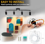 5Color LED Track Lighting Kit 4 Lights Dimmable 48W Track Light,Zoomable15°/24°/36°/45°/60°-2700K/3000K/3500K4000K/5000K,Track Lighting for Accent Task Kitchen,Lumen 4800 (Black)