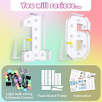 Marquee Numbers 16th Birthday Decoration: Colorful 3FT Large Light Up Sweet 16 Year Old Birthday Decorations Anniversary Backdrop Cardboard Sign 18 Colors Number 16 Mosaic Balloon Frame
