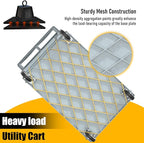 2 Tier Rolling Utility Cart on Wheels, 550 lbs Capacity Flat Top Plastic Service Cart with Lipped Shelves, 46 x 26-Inch Heavy Duty Work Cart for Warehouse, Garage, Cleaning, Gray