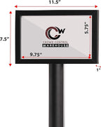 Crowd Control Warehouse Pedestal Standing Floor Sign Frame with Sloped Base, 7x11 Inch Horizontal, Satin Stainless Steel