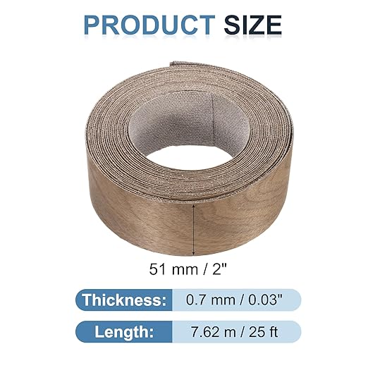 PATIKIL Walnut Edge Banding, 2 in x 25 ft Wood Veneer Tape, Pre-glued Flexible