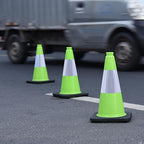 8 Pack 18 Inch Green PVC Traffic Cones Black Base Stable Durable, Parking Lot Driveway School Training Safety Cones Multi-Purpose (8, Green, 18 Inch)