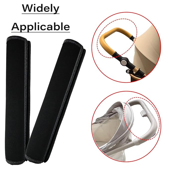 2Pcs 10.82 * 5.51inches Stroller Handlebar Cover,Pushchair Armrest Handle Protector Cover,Pram Bumper Bar Dustproof Handle Gloves Replacement Removable Universal Protective Case Grip Bar Covers