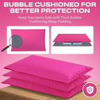 Hot Pink12.5x19.5 Inch Large Poly Bubble Mailers #6 | Padded Envelopes with Self Seal | Air Lined Cushioned Bubble Mailer | Usable Size 12.5x15 | 50 Pack Bulk | Lightweight shipping Bags