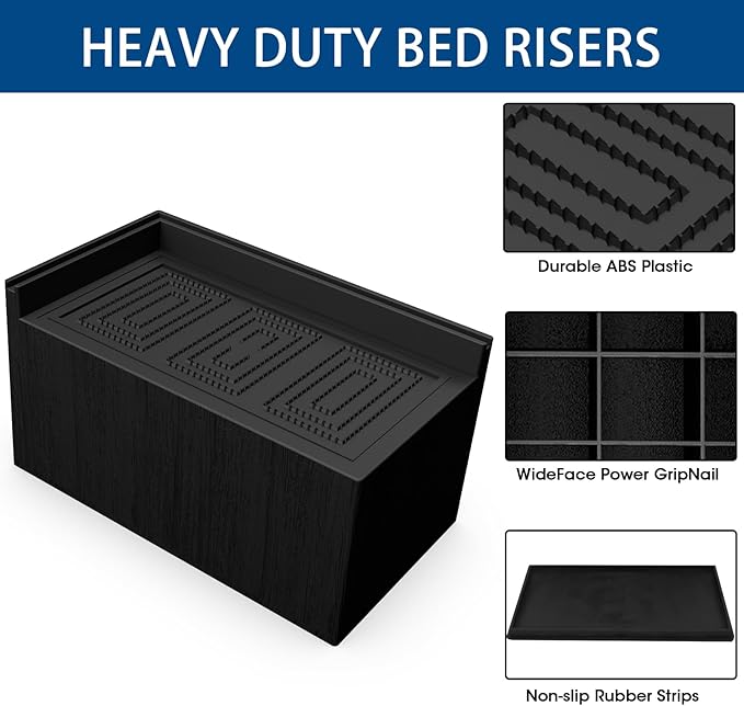 Bed Risers 3 inch, 11000lbs Heavy Duty Oversized Rectangle Bed Lfits Risers, L Shape Wide Opening Furniture Risers for Bed, Couch, Desk, Chair, Soft, Platform, Dorm