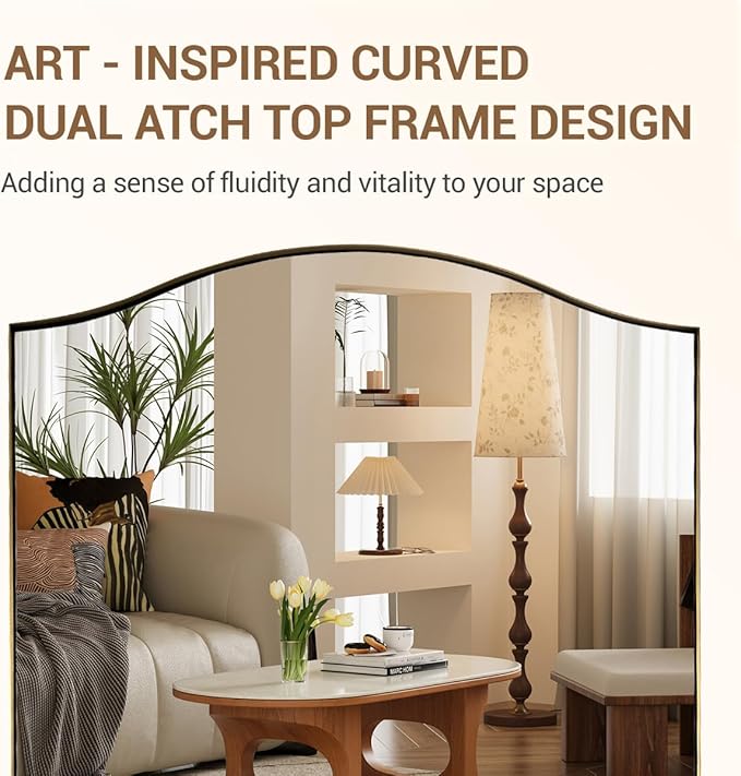 ANDY STAR 30"x40" Scalloped Wall Mirror, Brushed Gold Rectangle Bathroom Mirror with Curved Edge Stainless Steel Metal Frame, Large Wall-Mounted Mirror for Bathroom, Entryway (Horizontal/Vertical)