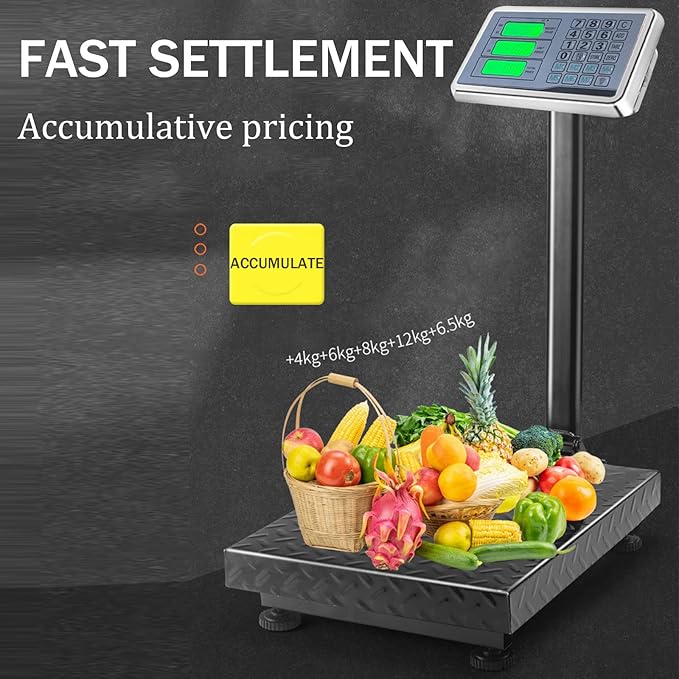 660 lb Commercial Platform Scale with LB/KG Industrial Floor Scale Stainless Steel High-Definition LCD Display,Digital Heavy Duty Luggage Package Price Computing Postal Shipping