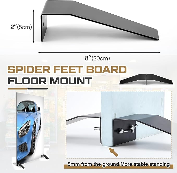 Tandefio 16 Pcs/4 Sets Spider Feet Board Sign Holder Base Adjustable Heavy Duty Metal Floor Mount Standing Sign Holder for Business Store Board Display Show (Base Only)
